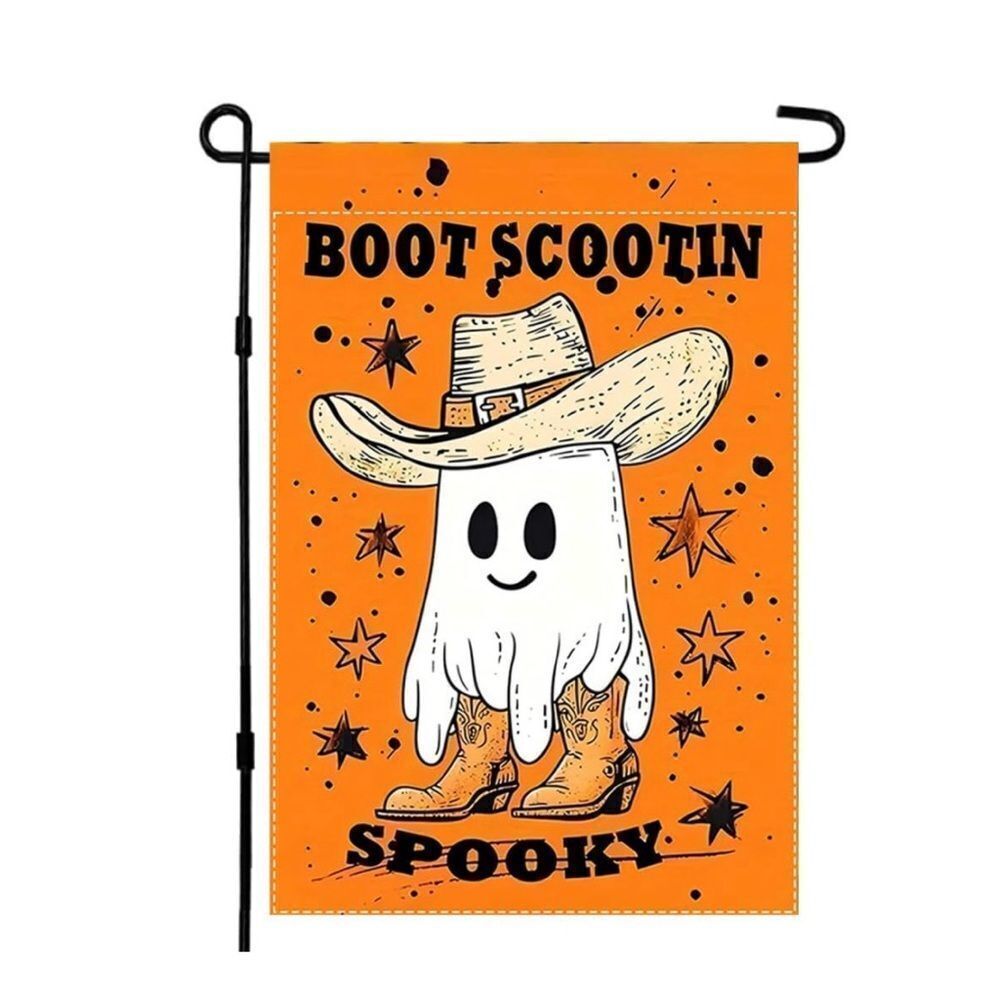 Halloween Garden Flags 12x18 Double Sided, Boot Scootin Spooky